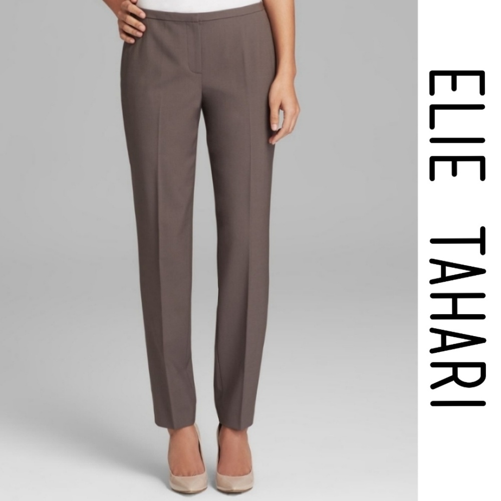 Elie Tahari Straight Leg Chocolate Career Slacks 0